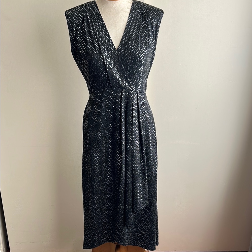 SUNCOO Black Sparkle Midi Dress